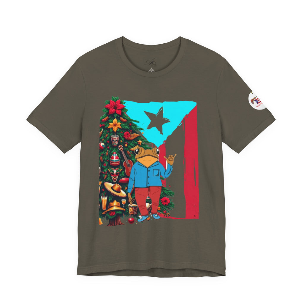 Puerto Rico Holiday T-Shirt  Coquí by Christmas Tree Graphic Puerto Rico’s Navidades
