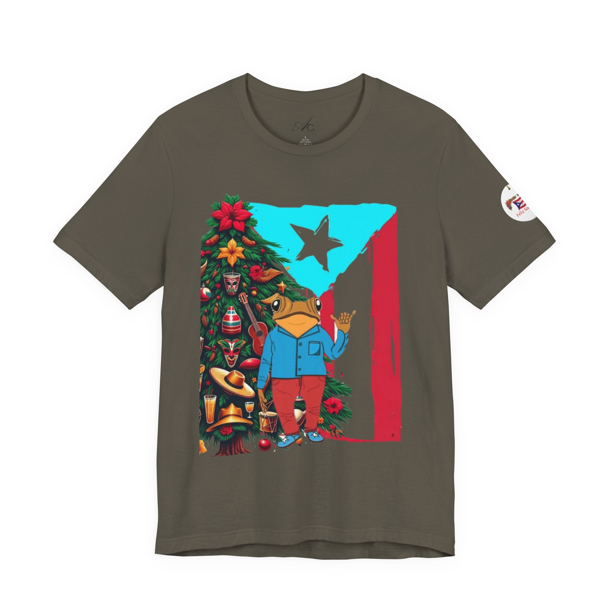 Puerto Rico Holiday T-Shirt  Coquí by Christmas Tree Graphic Puerto Rico’s Navidades
