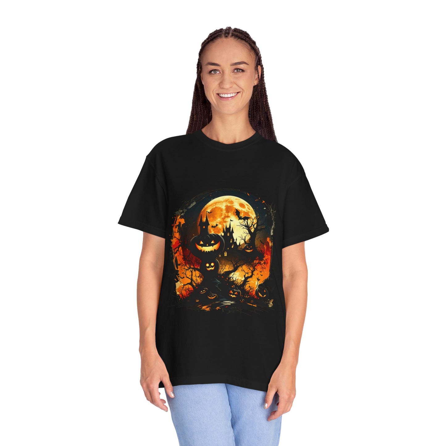 Halloween Moon Graphic T-shirt, Unisex Spooky Shirt, Fall Outfit, October Fest Tee, Halloween Party Wear, Trick or Treat T-shirt
