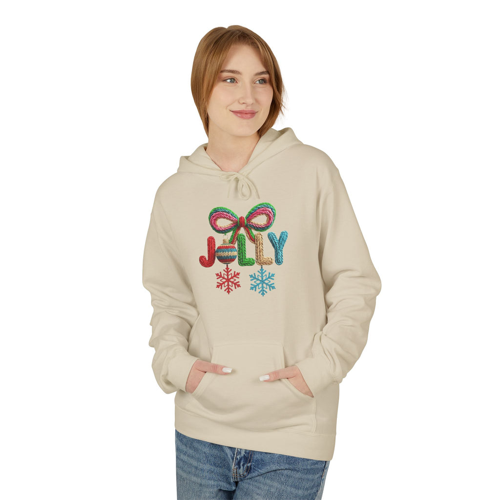 Jolly Candy Cane Holiday Hoodie — "JOLLY" Festive Sweatshirt