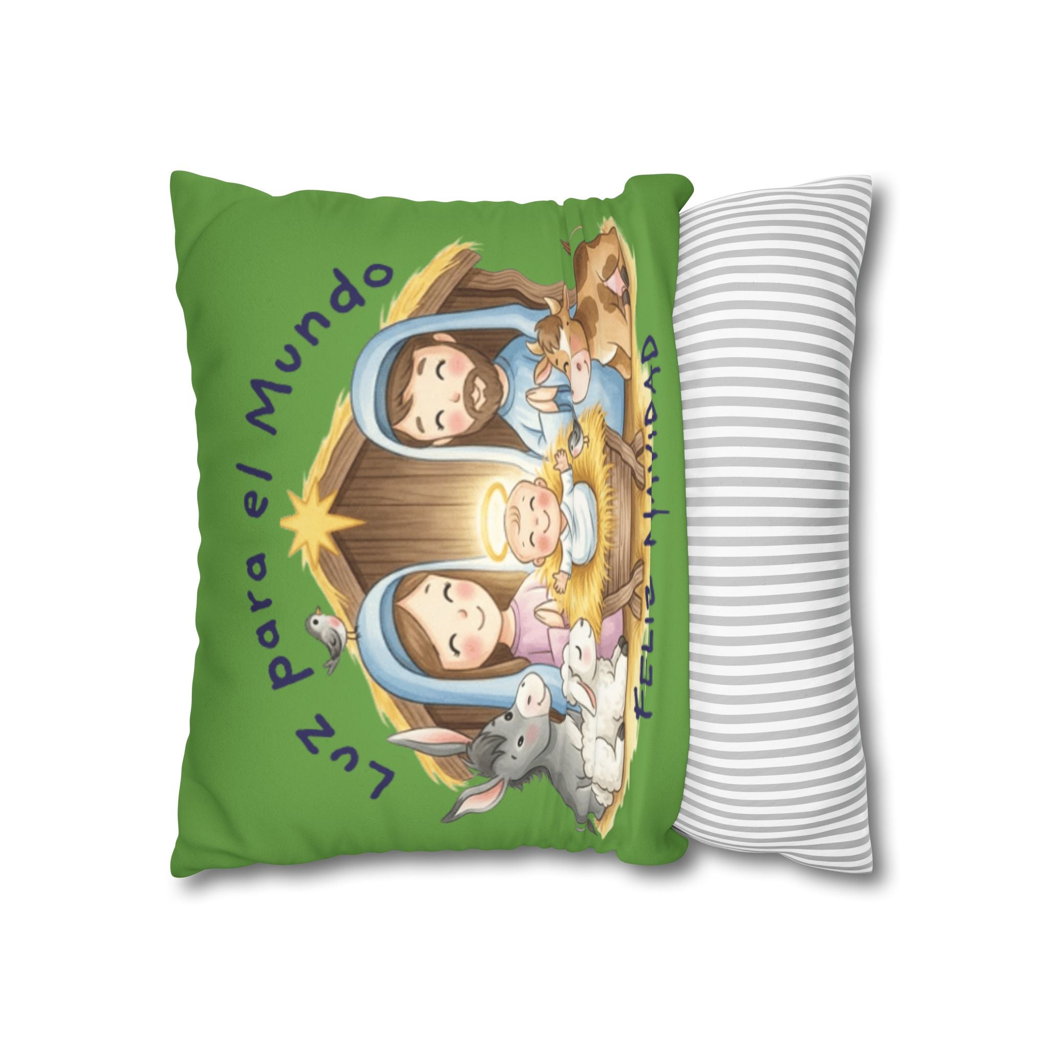 Nativity Pillowcase - "Luz para el Mundo" Feliz Navidad Christmas Throw Cover Puerto Rico Culture Pillow