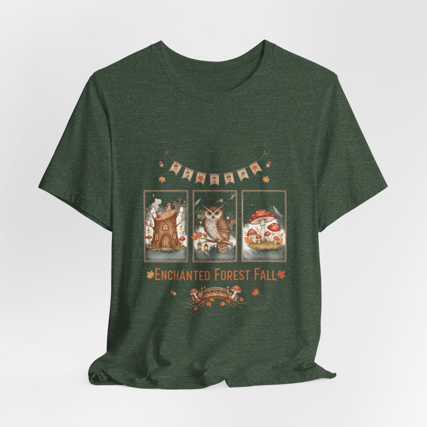 Enchanted Forest Fall Tee, Cute Owl Shirt, Autumn Graphic Tee, Nature Lover Gift, Cozy Fall Apparel, Wildlife T-Shirt, Unisex Fall Top