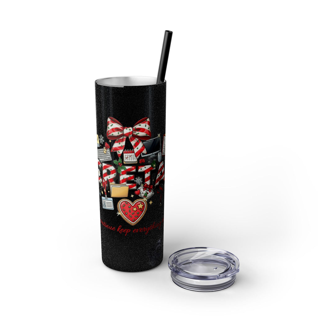 Christmas mug for the office team who keeps everything running smoothly. Candy Cane Christmas Office Secret Santa Design, 20oz with Straw