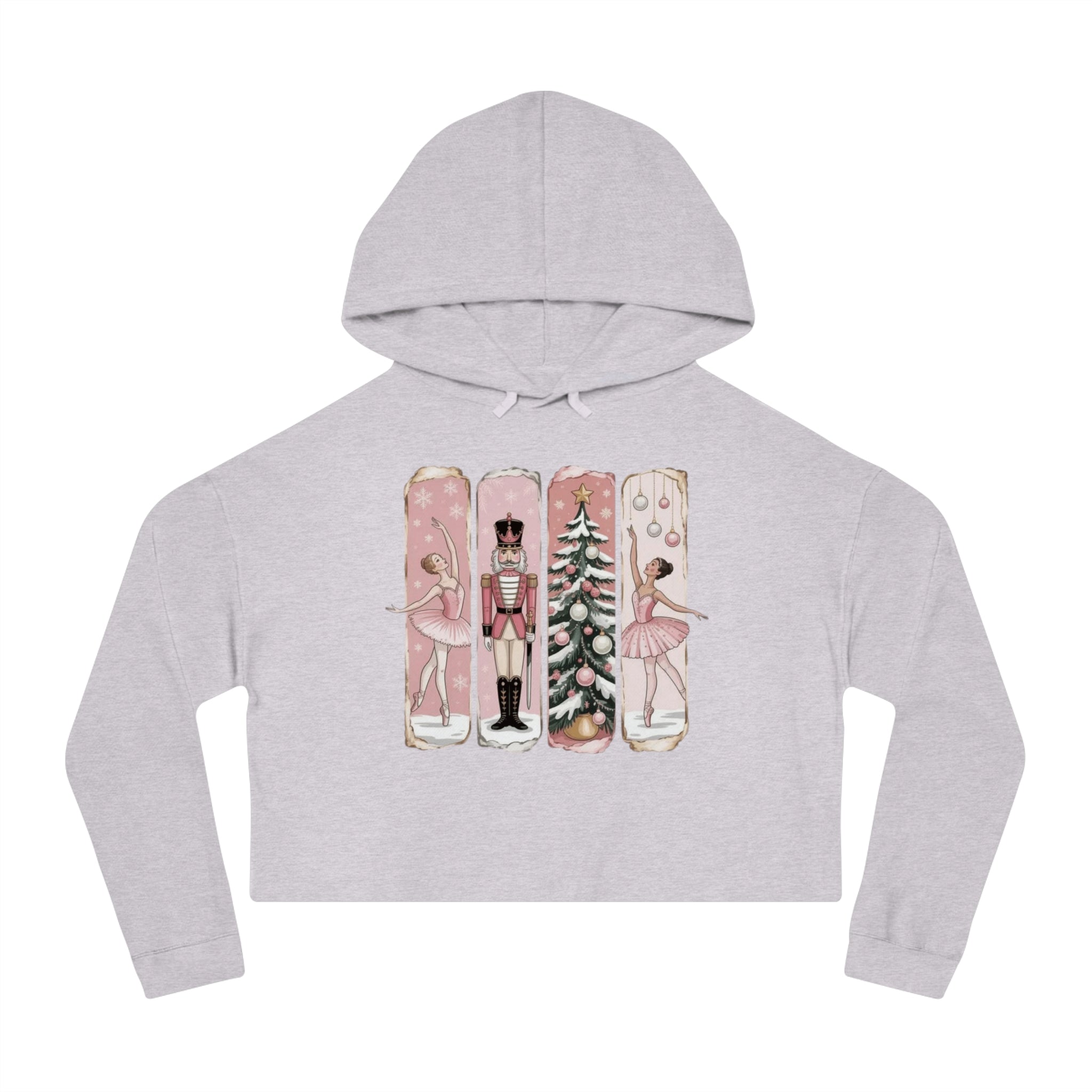 Nutcracker Ballerina Cropped Hoodie  Holiday Dance Sweater Cartoon Christmas T-shirts and Sweaters
