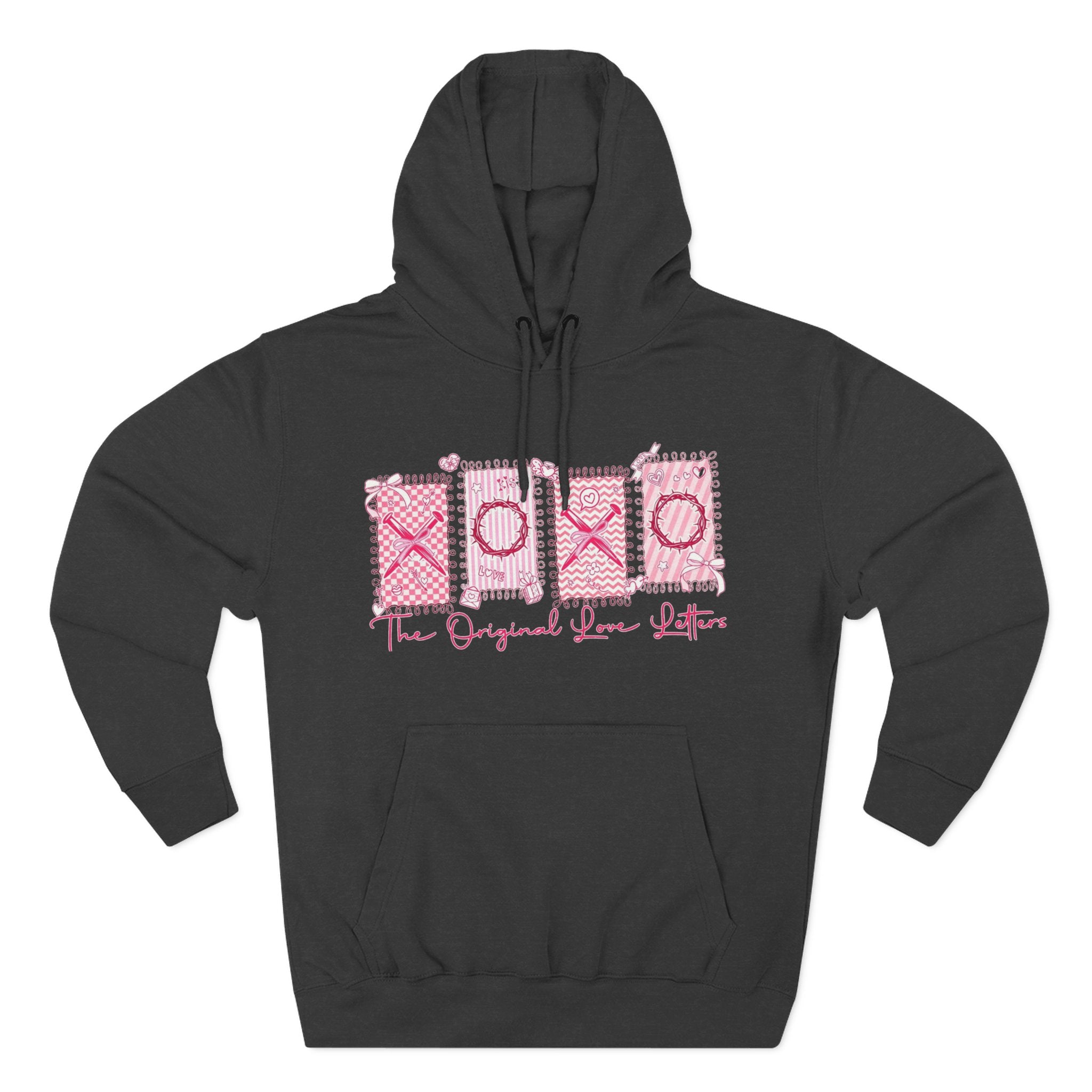 Hoodie  Pink XOXO Three Panel Love Letters Fleece Hoodie