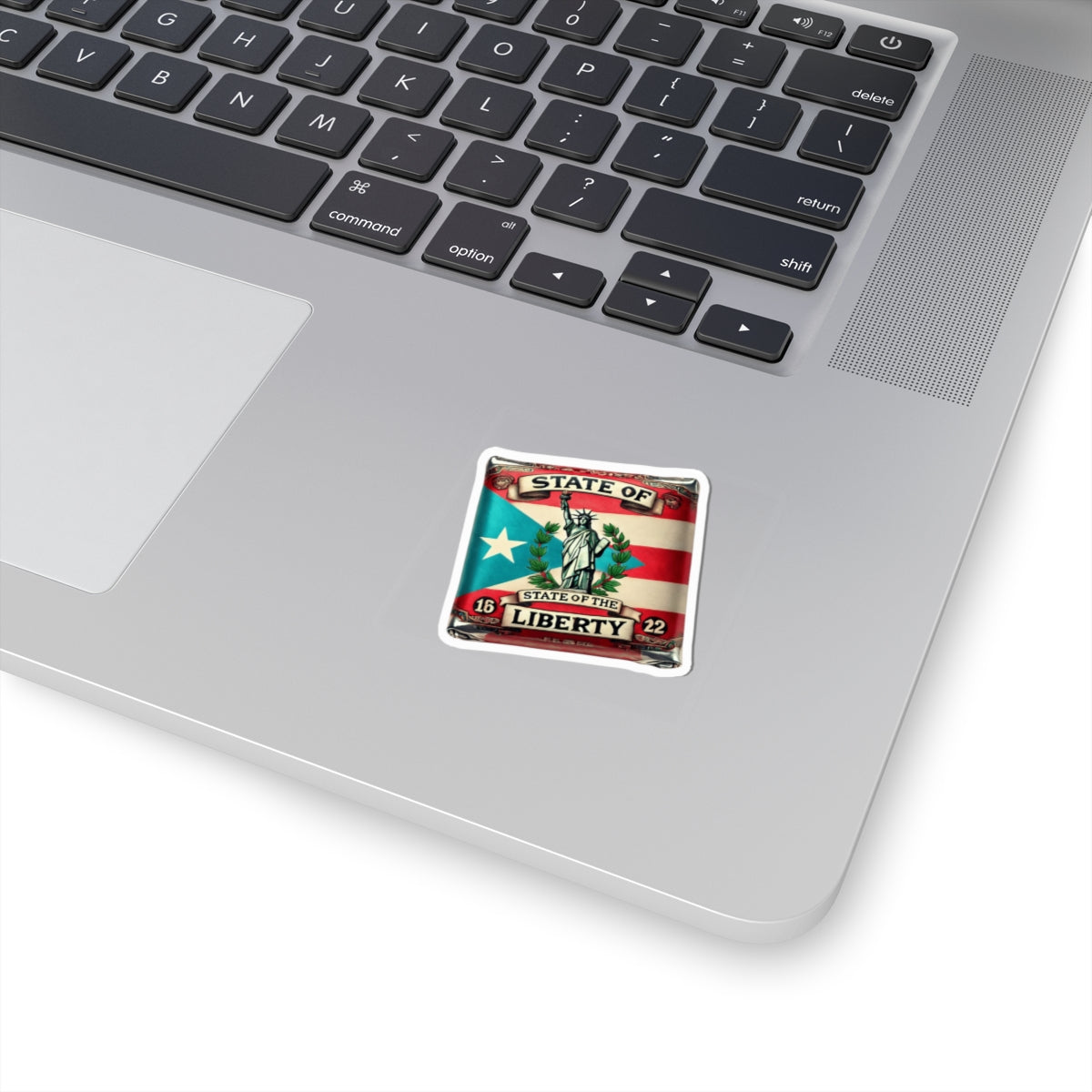 PR Proud from Here, Rooted Over There Liberty Kiss-Cut Stickers - State of Liberty Design for Laptop, Water Bottles, Journals, Party Favors, Home Decor
