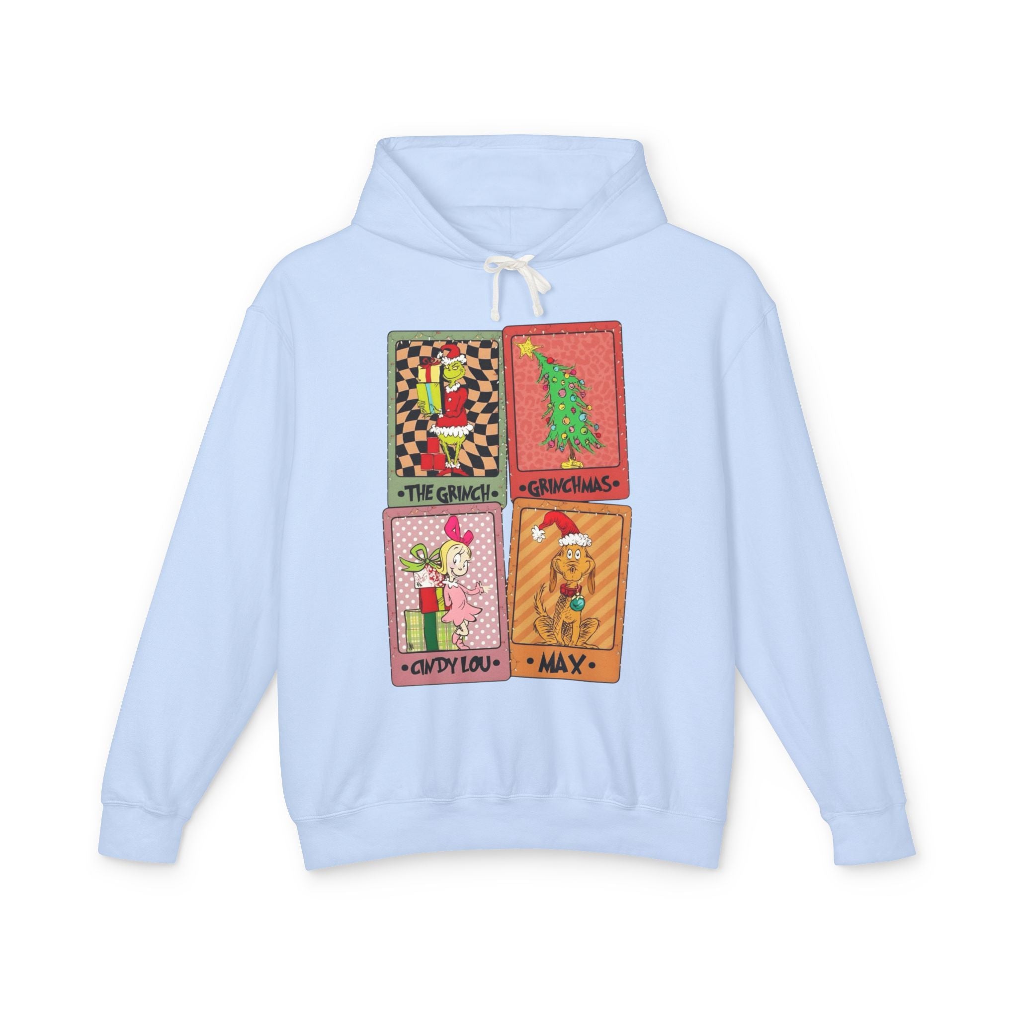 Grinchy Holiday Hoodie  'The Grinch' Christmas Cards Vintage Patch Pullover Cartoon Christmas T-shirts and Sweaters