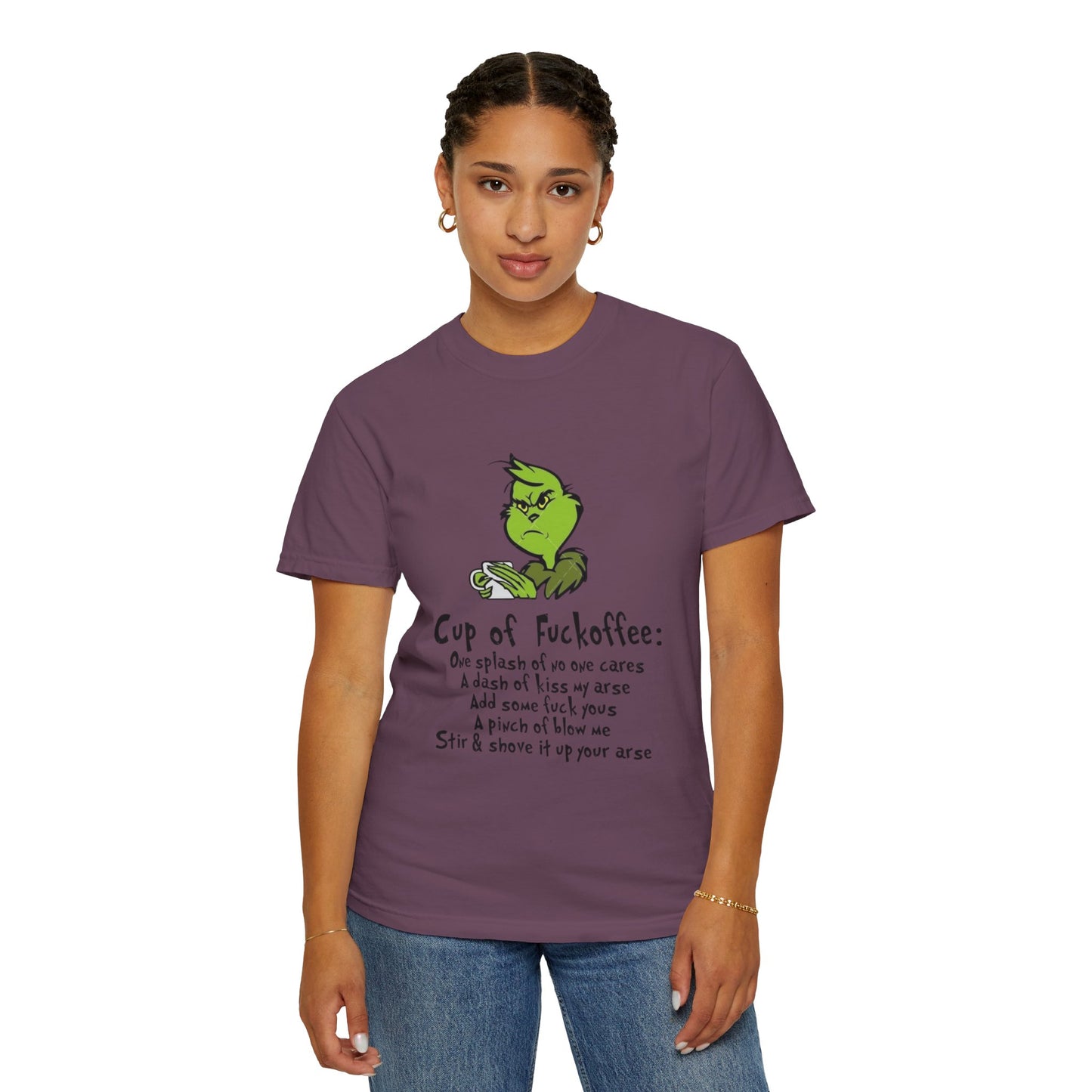 Holiday Graphic Tees  Cozy Festive Wear Funny Grinch-Inspired Unisex T-Shirt Cup of Fuckoffee