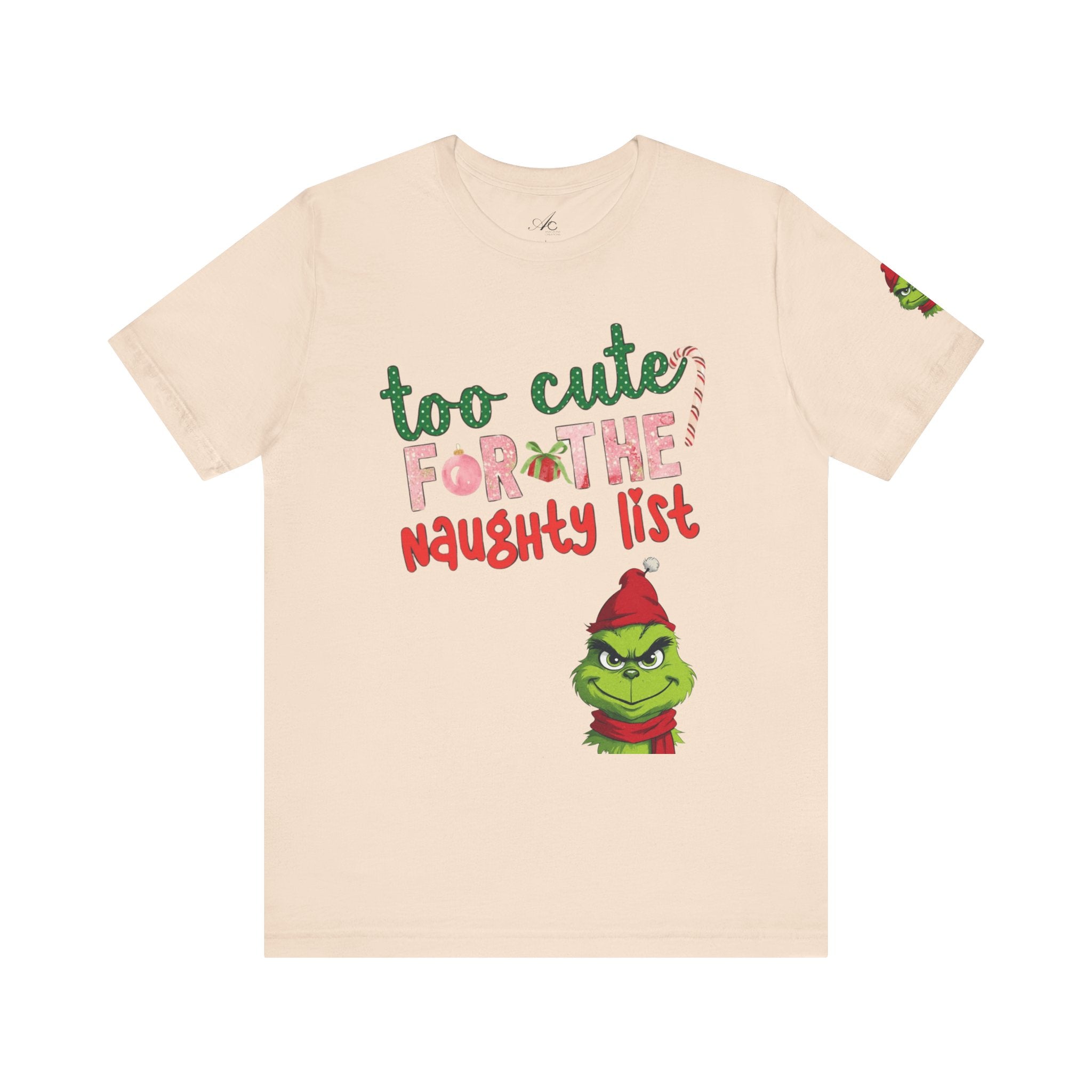 Christmas T-Shirts and Sweatshirts Collection Cute Grinch Holiday Tee 'Too Cute for the Naughty List' Unisex Jersey T-Shirt