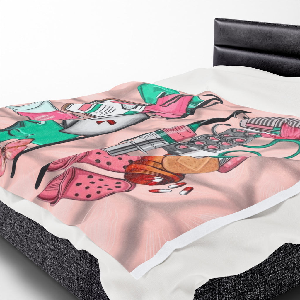 Nurse Essentials Velveteen Plush Blanket — Cute Medical Supplies Throw for Nurses & Caregivers