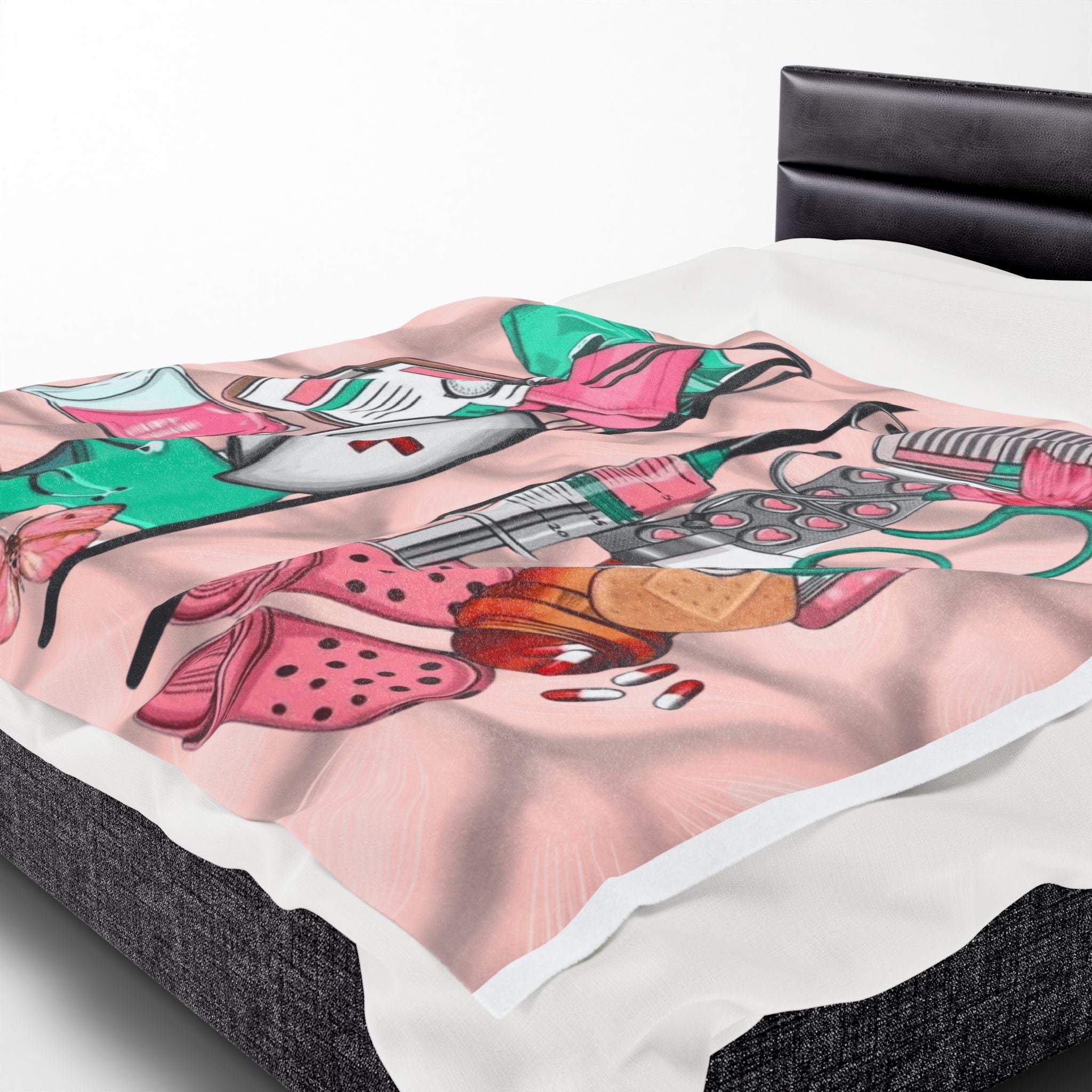 Nurse Essentials Velveteen Plush Blanket — Cute Medical Supplies Throw for Nurses & Caregivers