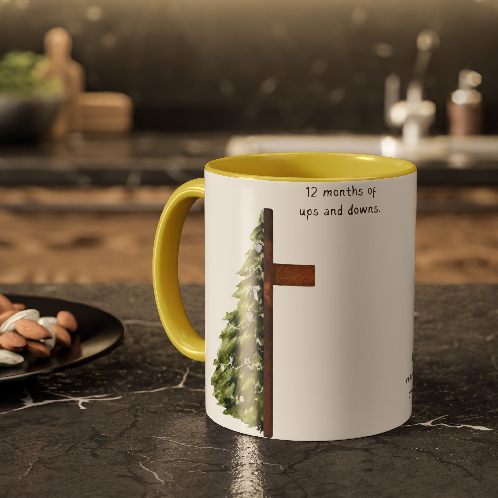 Christian Cross & Pine Tree Mug — Faith Reminder Coffee Cup (11oz/15oz)