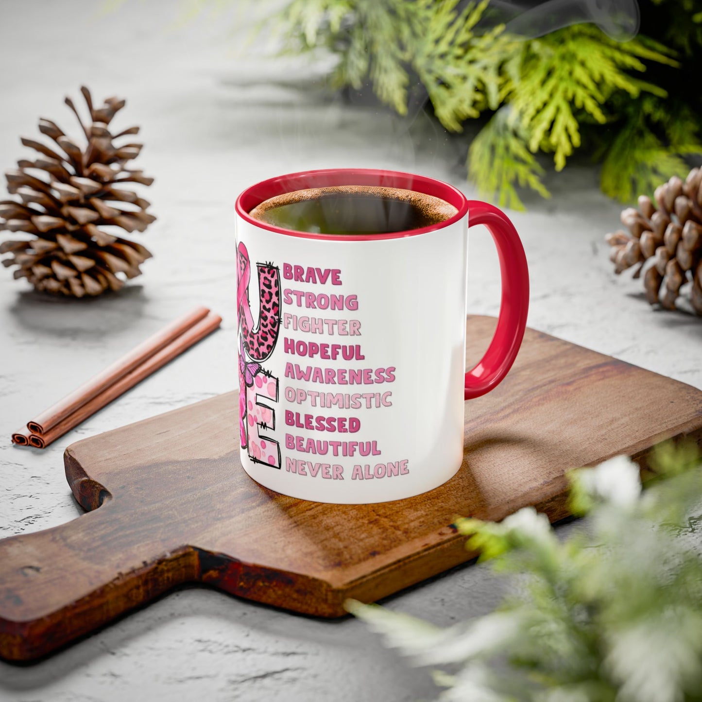 Cancer Hope Collection Empowering Inspirational Mug for Breast Cancer Awareness