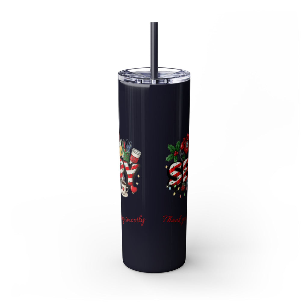 Christmas mug for the office team who keeps everything running smoothly. Candy Cane Christmas Office Secret Santa Design, 20oz with Straw
