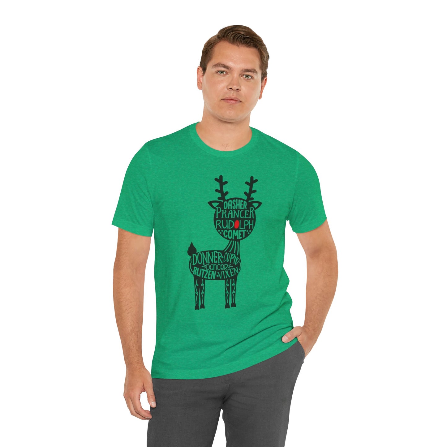 Christmas Reindeer Graphic Tee - Unisex Jersey Short Sleeve Shirt