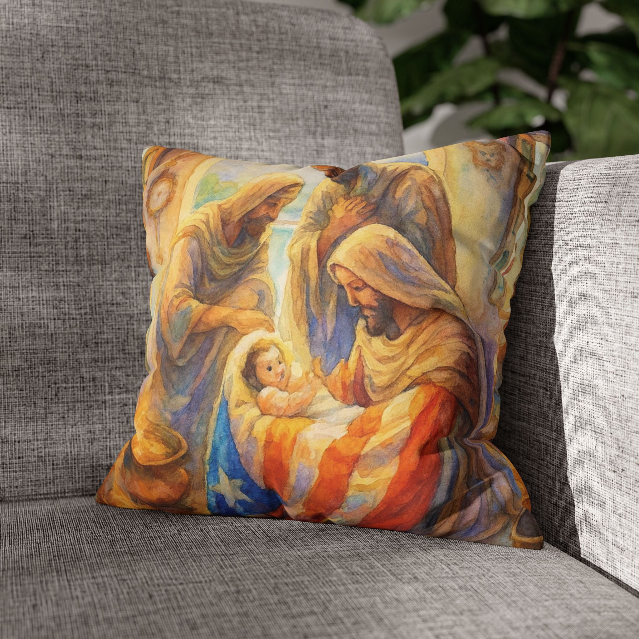The Tree Kings with  Baby Jesus Decorative Pillow los Tres Reyes Magos Puerto Rico Culture Pillow