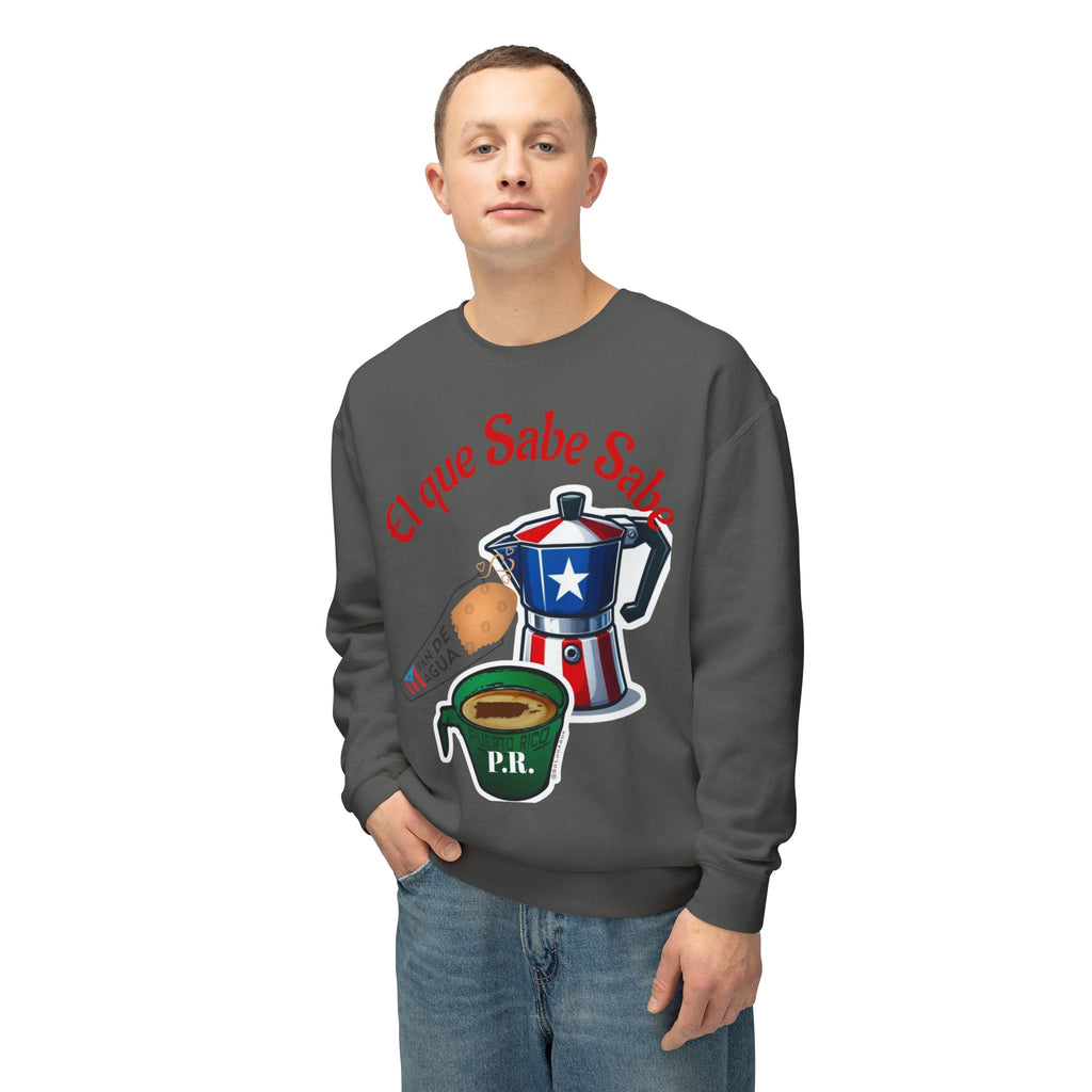 Crewneck Sweatshirt — "El que Sabe Sabe" Puerto Rico Coffee Design