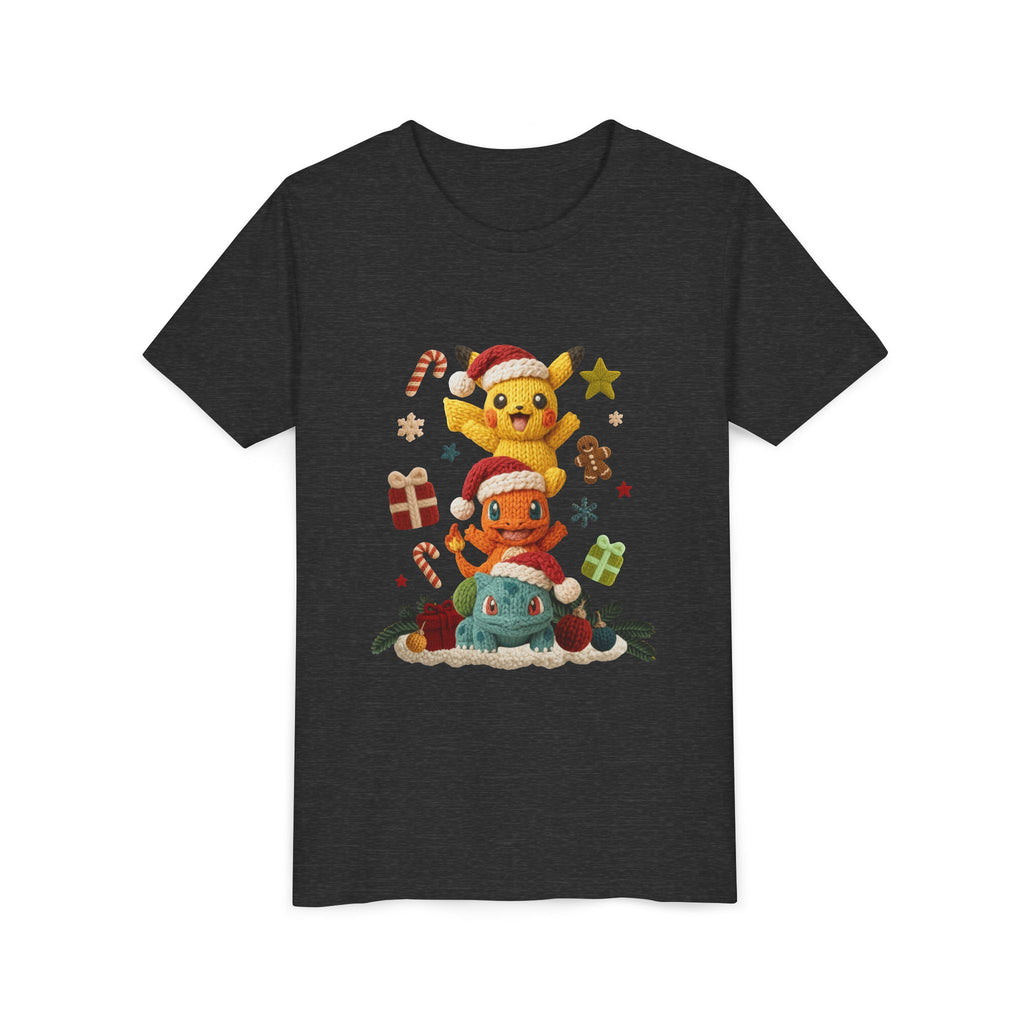 Kids Holiday Tee  Cute Stacked cartoon Characters Christmas Design