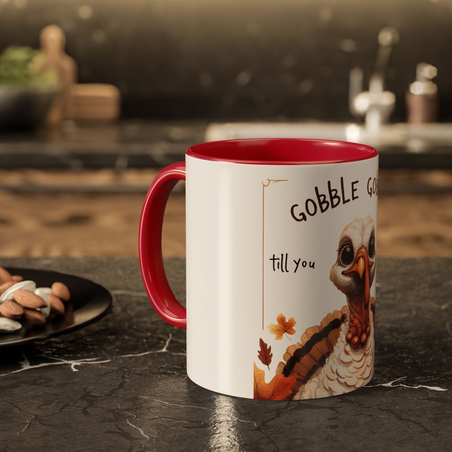 Mix cozy, aesthetic, and autumn-inspired sayings 🍁 Whimsical Thanksgiving Mug - Gobble Gobble Design