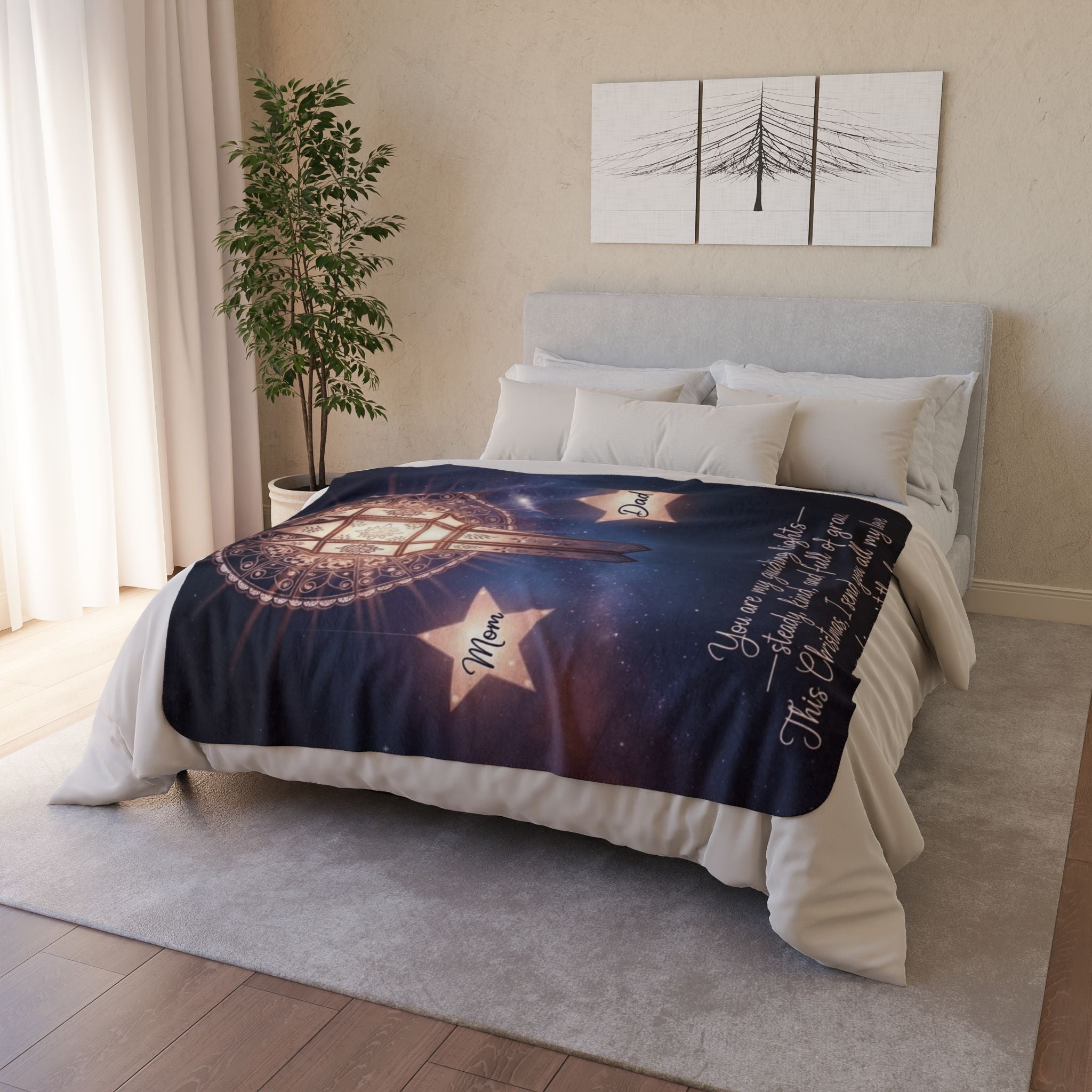 Memorial Christmas Blanket — "You are my guiding lights" Sherpa Throw (Mom & Dad) Holiday Christmas Blanket