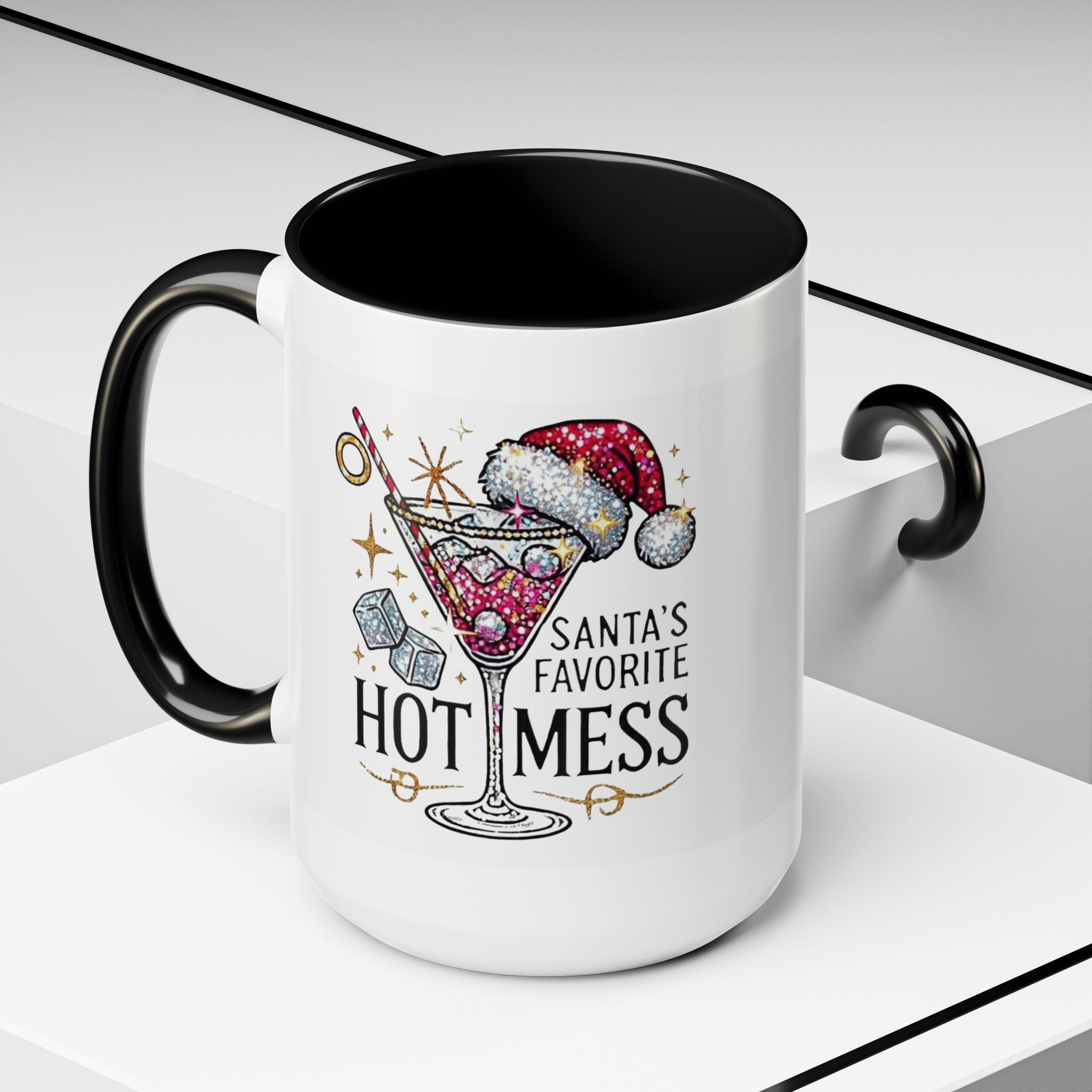 Accent Coffee Mug - "Santa's Favorite Hot Mess" Holiday Cocktail Mug (11/15 oz)