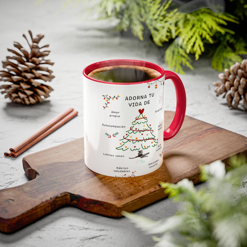 Mug — 'Adorna Tu Vida' Christmas Tree Spanish Holiday Coffee Mug (11oz/15oz)