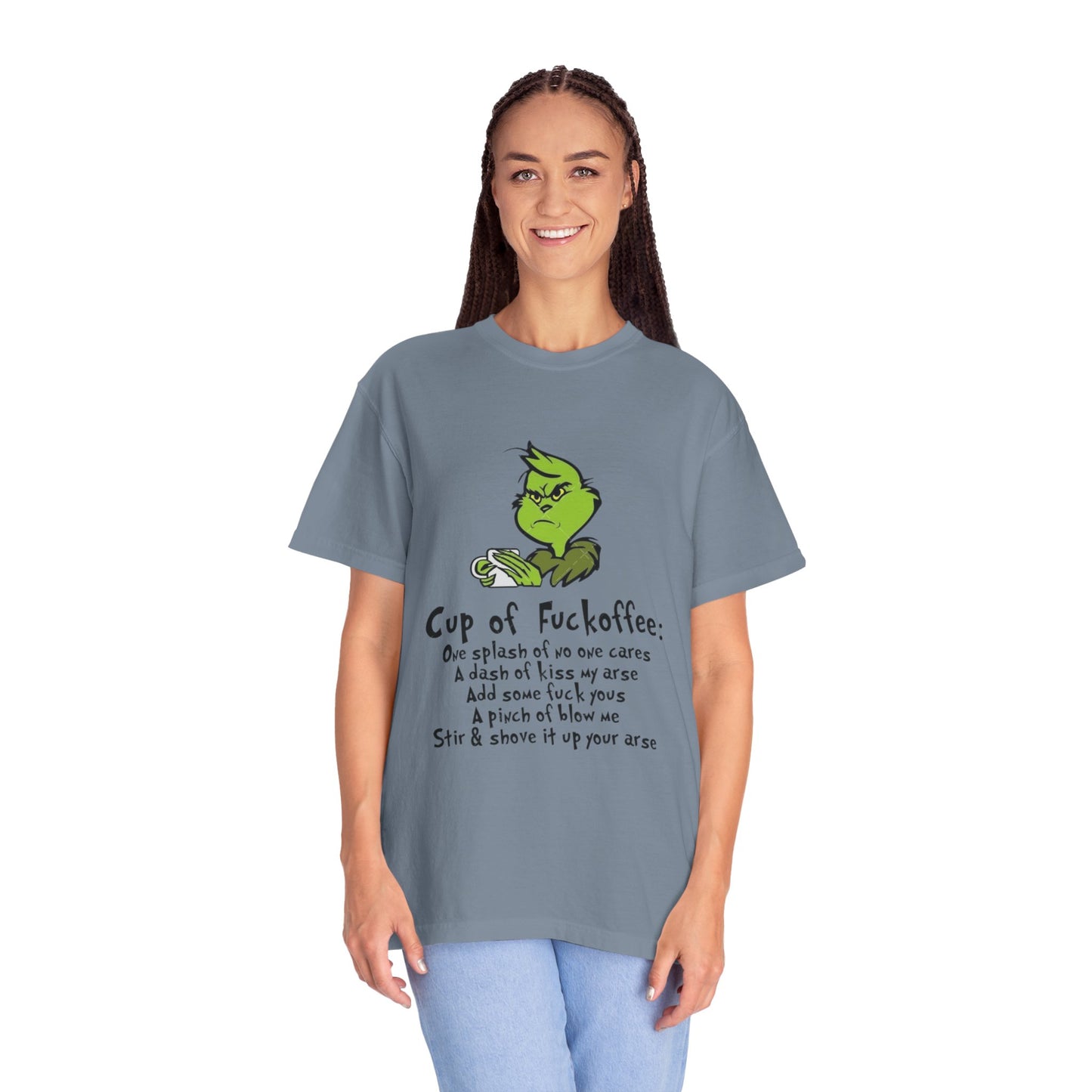 Holiday Graphic Tees  Cozy Festive Wear Funny Grinch-Inspired Unisex T-Shirt Cup of Fuckoffee