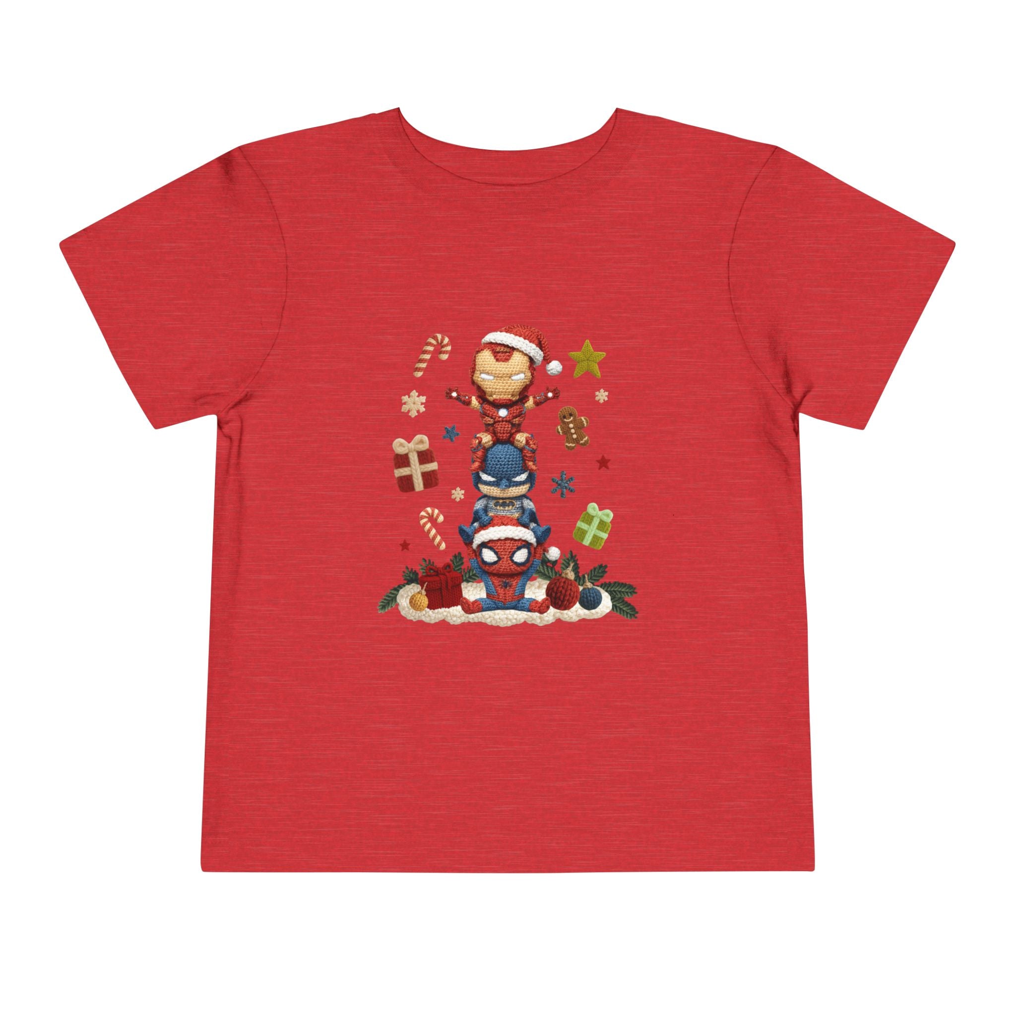 Toddler Tee  Cute Stacked Superhero Christmas Pile christmas kids collection
