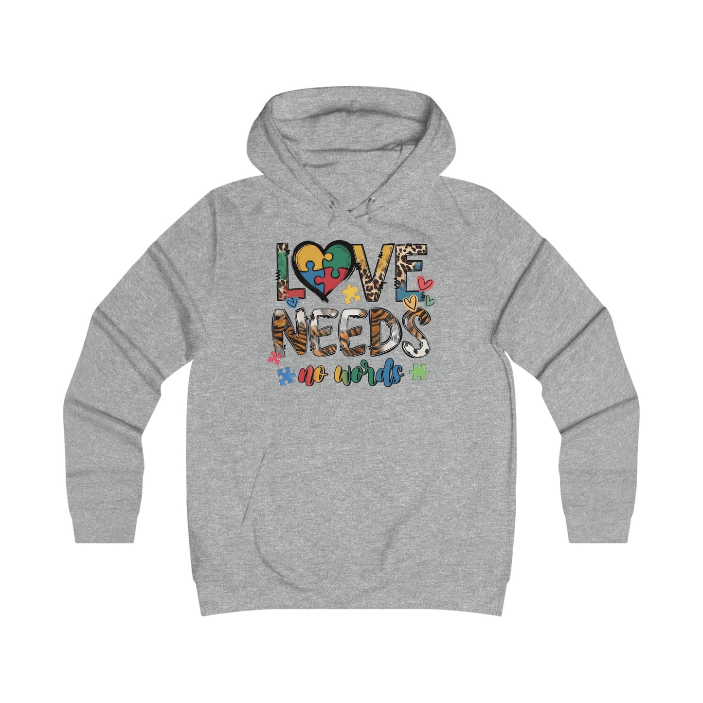 Colorful Love Needs Hoodie for Girls Autism Awareness & Pride Collection.