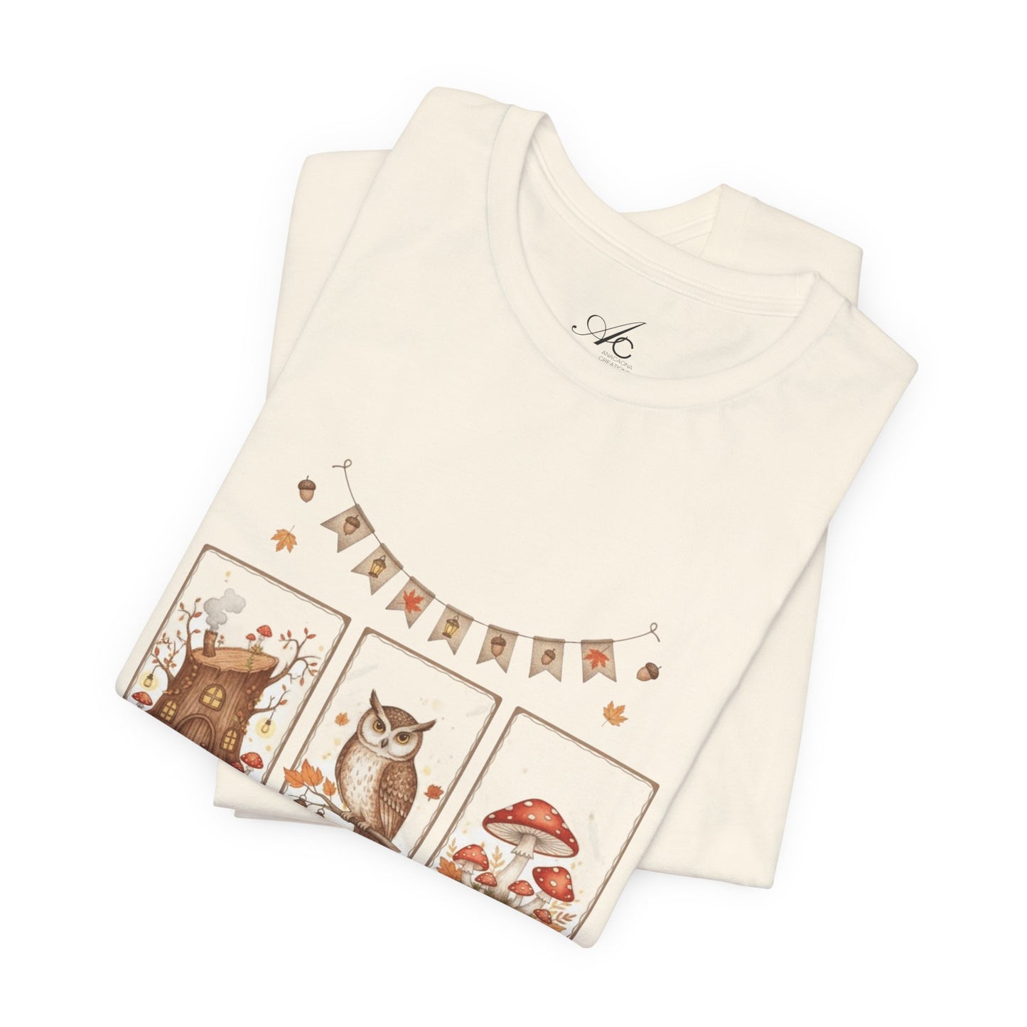 Enchanted Forest Fall Tee, Cute Owl Shirt, Autumn Graphic Tee, Nature Lover Gift, Cozy Fall Apparel, Wildlife T-Shirt, Unisex Fall Top