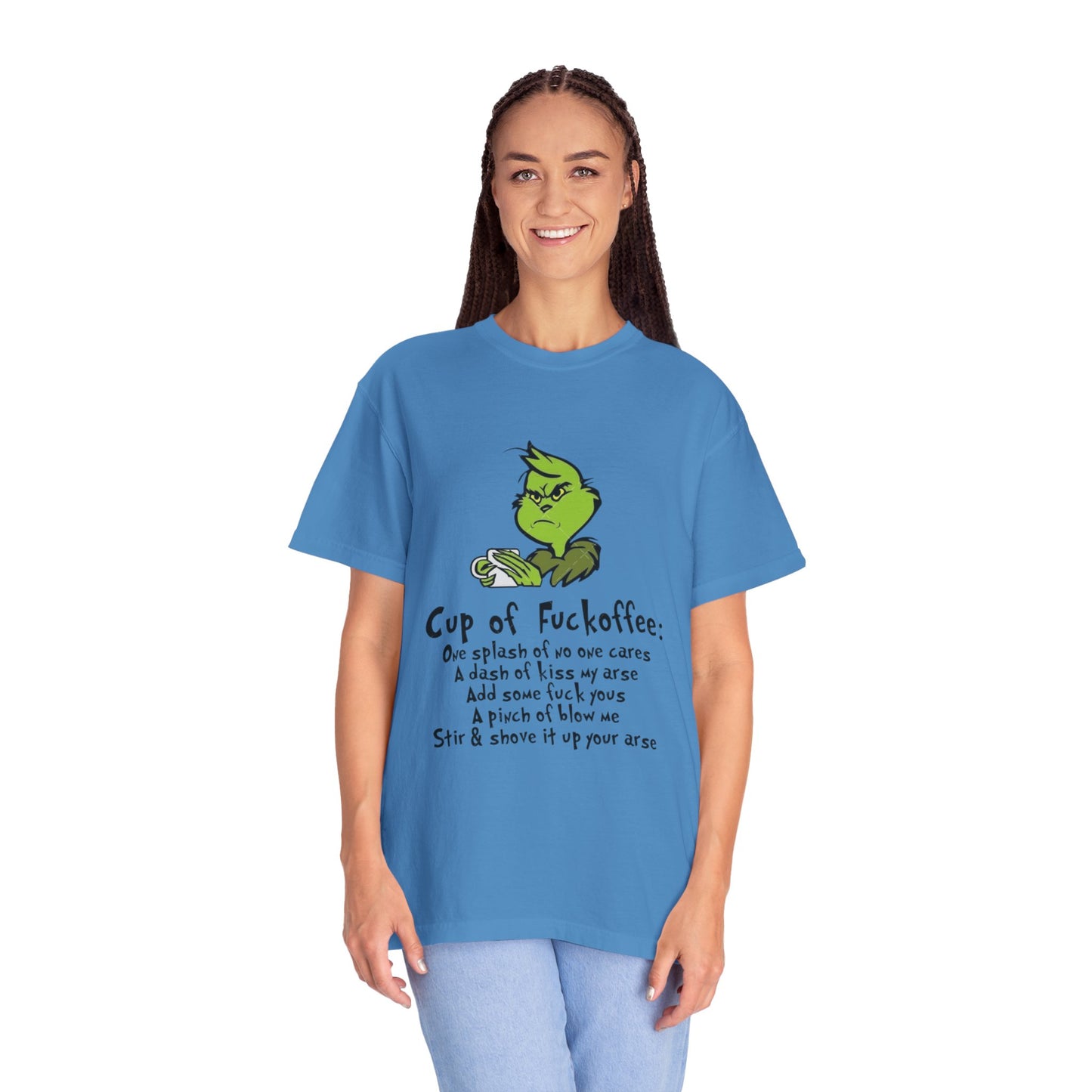 Holiday Graphic Tees  Cozy Festive Wear Funny Grinch-Inspired Unisex T-Shirt Cup of Fuckoffee