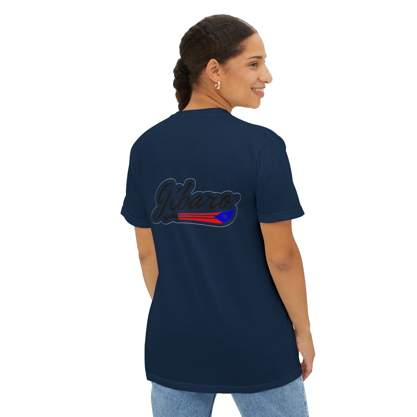 Jibaro Pocket TShirt Unisex Garment-Dyed Tee for Cultural Pride Puerto Rico Embroidered TShirt & Unisex Crewneck Sweatshirt