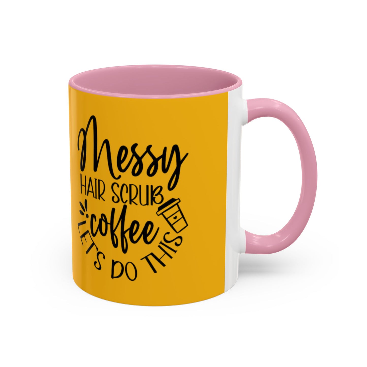 Holiday Coffee Cups with Festive Quotes & Designs Messy Hair Coffee Mug - Fun Yellow Ceramic Cup for Coffee Lovers