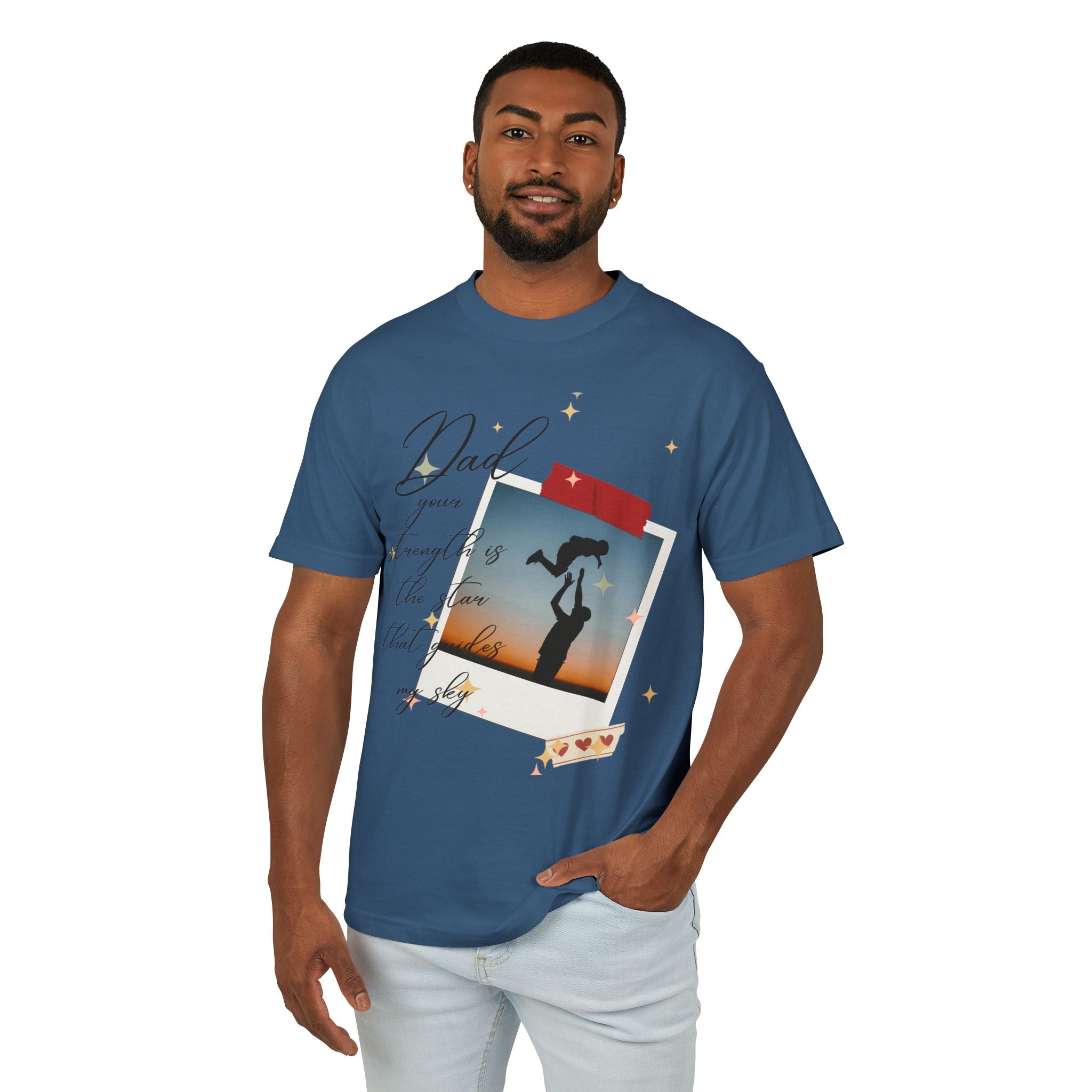 Dad & Daughter Sunset Photo Tee — "Dad, you're stronger than the storm"