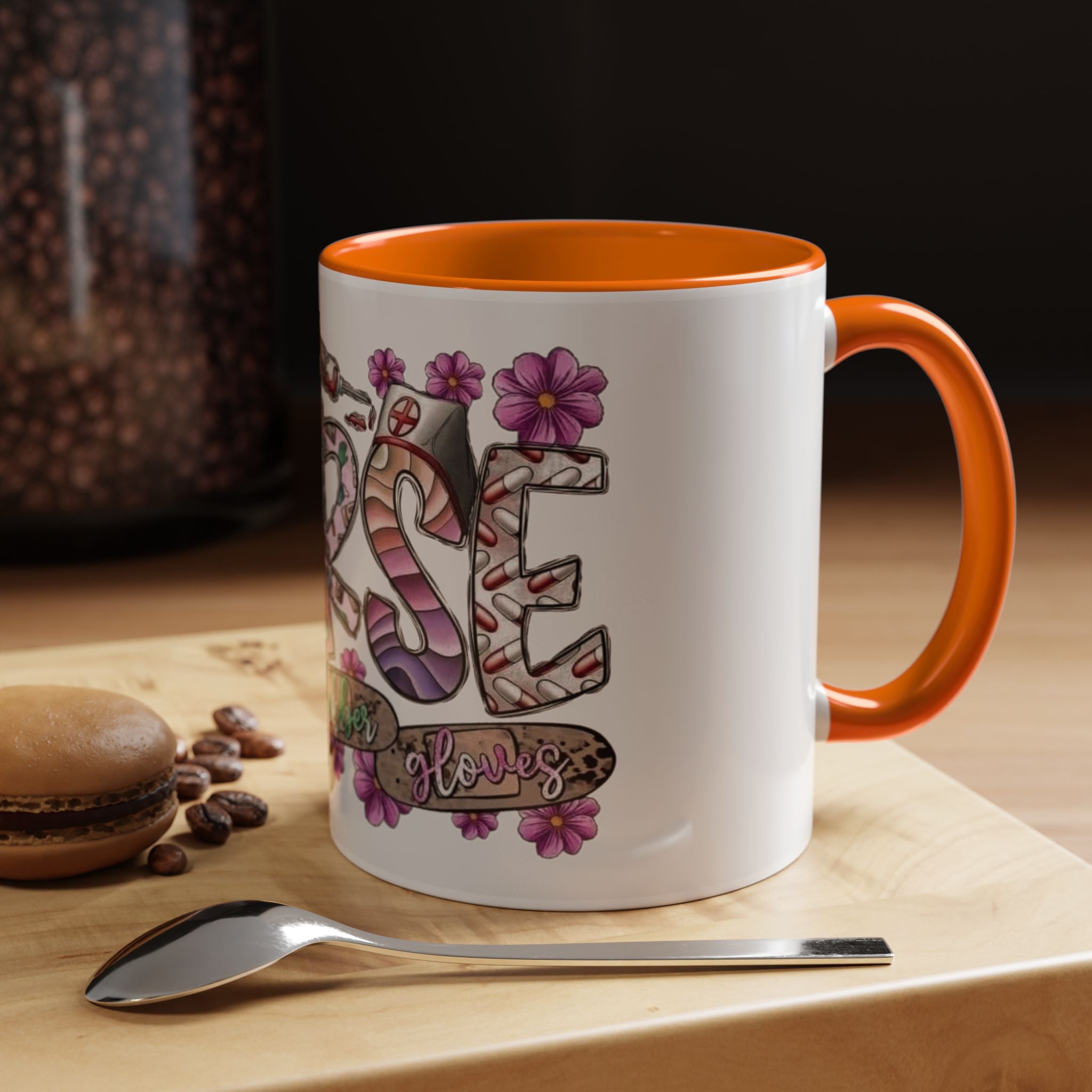 Nurse Love Coffee Mug  Cute Floral Medical Stethoscope & Syringe Design (11/15oz) Medical Christmas Mug