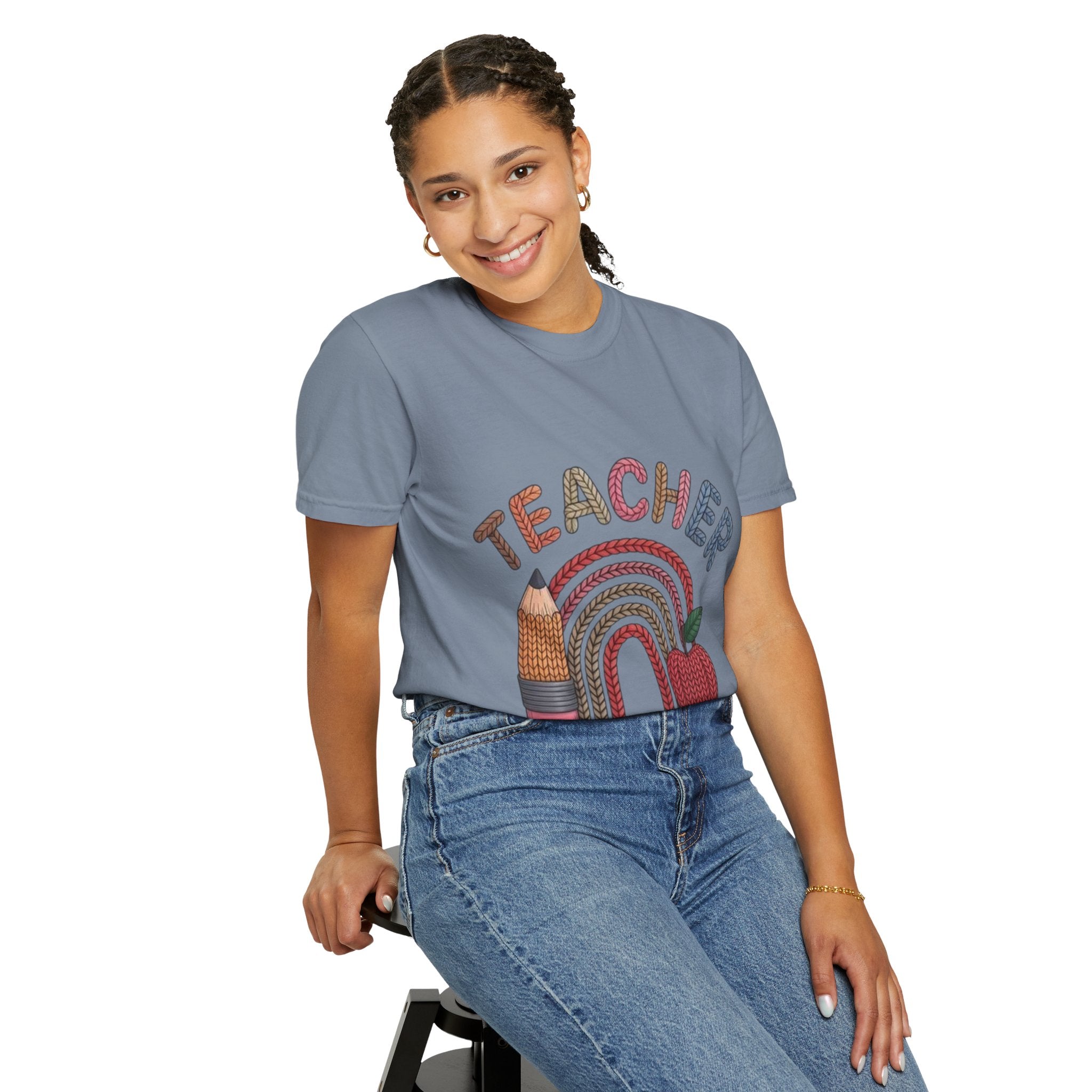Teacher Rainbow Pencil & Apple T-Shirt — Back-to-School Gift for Educators