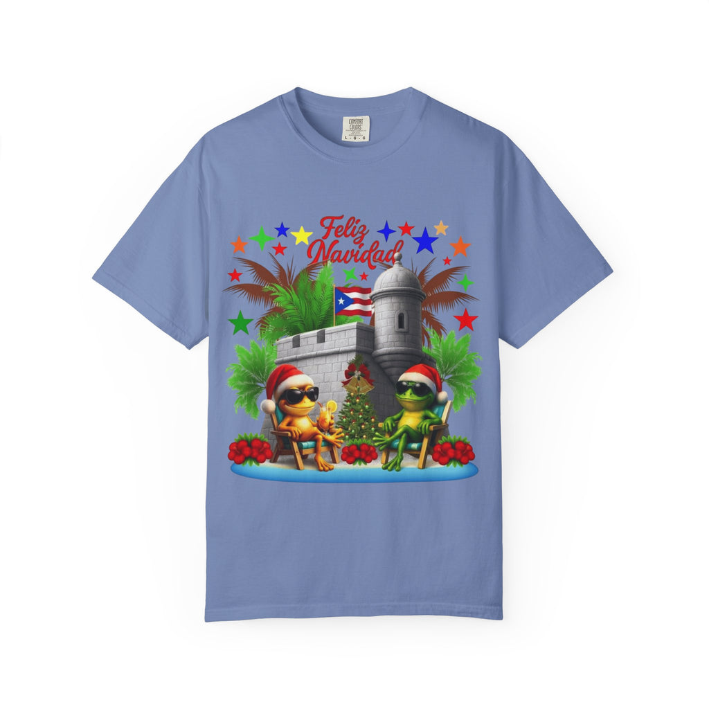 Feliz Navidad Puerto Rico T-Shirt  Castillo & Coquí Holiday Tee Puerto Rico Navidades