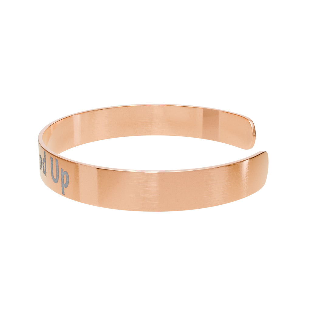 Engraved Copper Cuff Bracelet — "Born to Stand Up" Inspirational Bangle