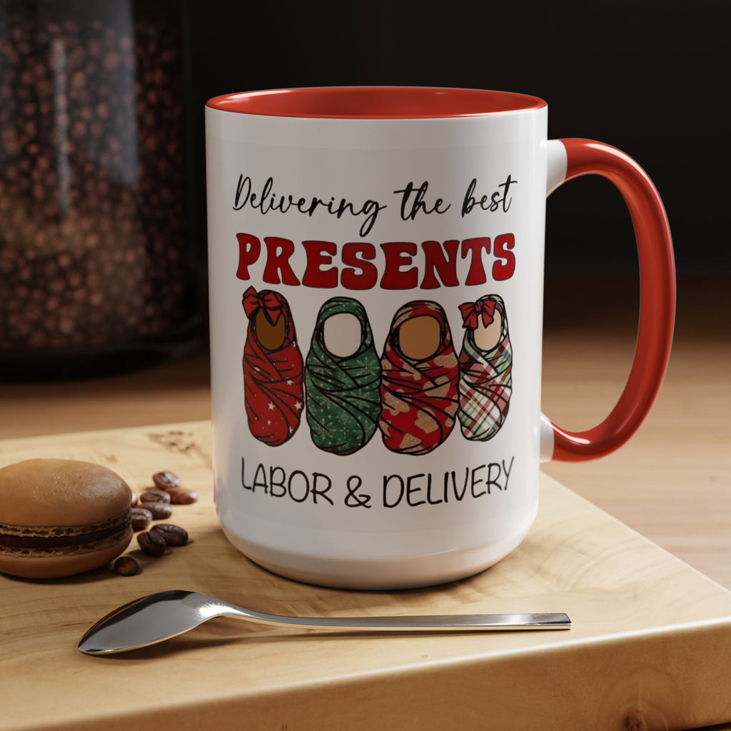 Christmas Presents Delivery Coffee Mug — "Delivering the Best Presents" Accent Mug Medical Christmas Mug,