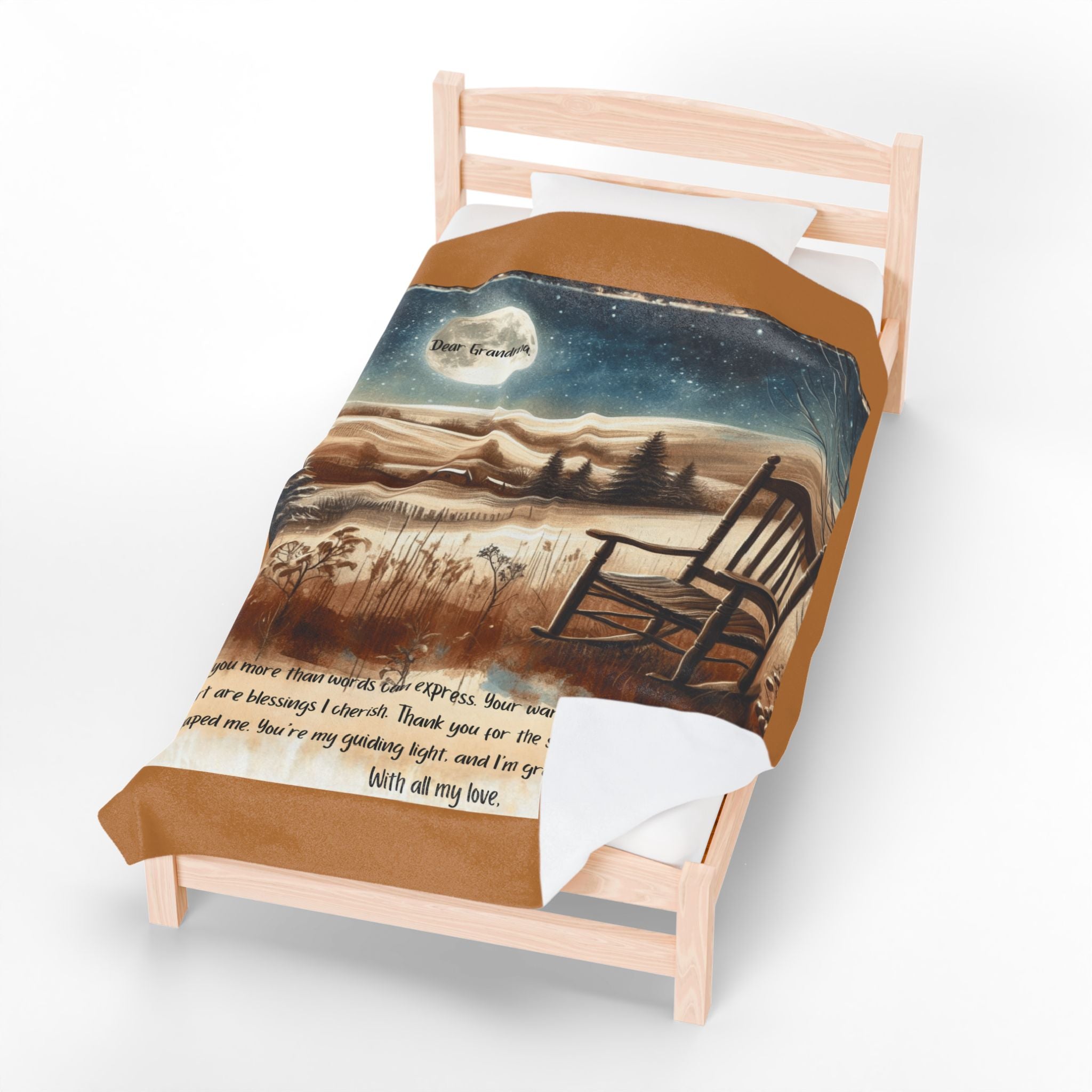 'Dear Grandma' Rocking Chair Winter Landscape Keepsake Blanket Blanket Gift for Grandma