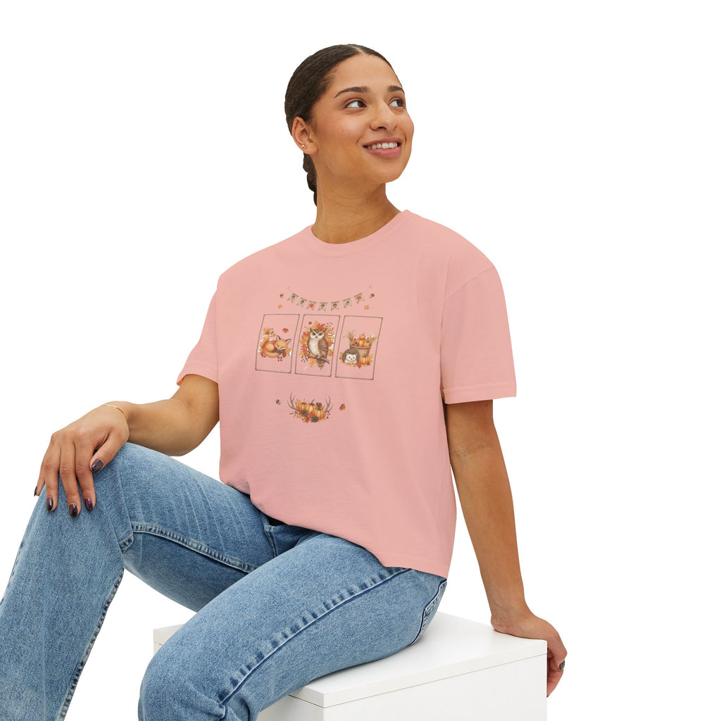 Autumn Vibes Women's Boxy Tee - Cozy Seasonal Apparel, Perfect for Fall Celebrations, Casual Style, Gift for Her, Cute Graphic Top
