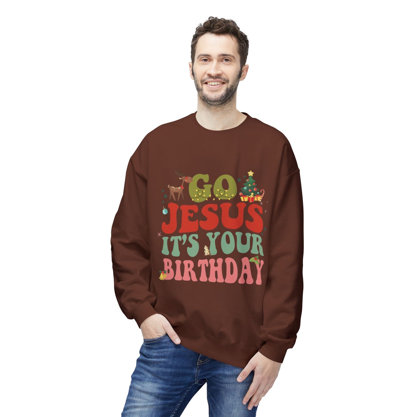 Festive Holiday Designs Go Jesus It’s Your Birthday Christmas Sweatshirt