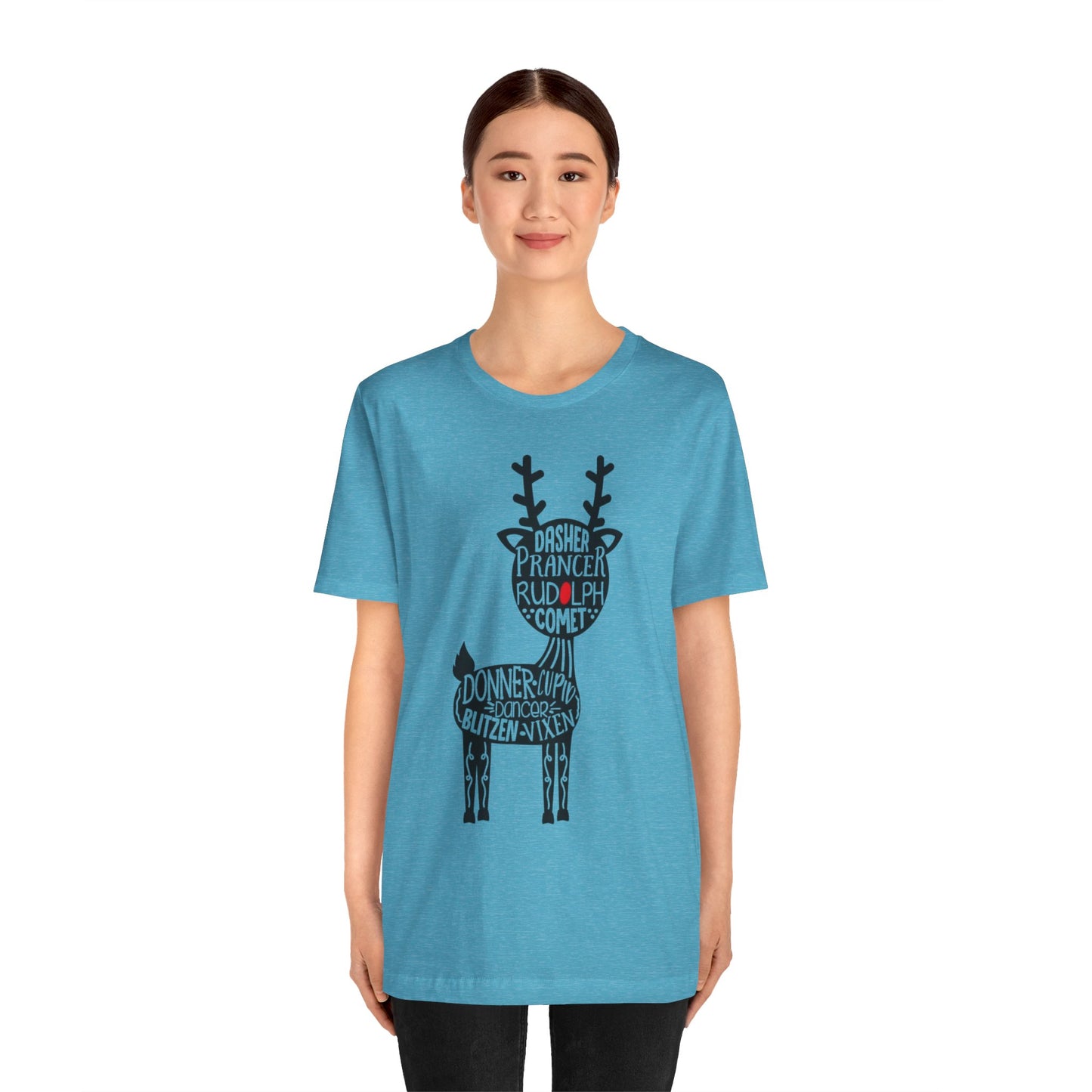 Christmas Reindeer Graphic Tee - Unisex Jersey Short Sleeve Shirt