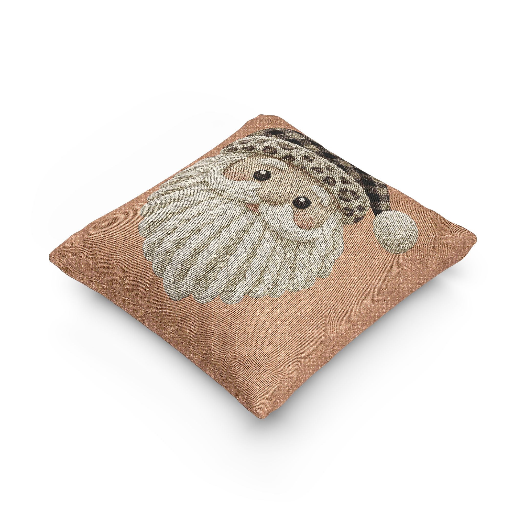 Santa Face Woven Pillow — Rustic Holiday Decorative Throw Pillow CHRISTMAS PILLOW DÉCOR