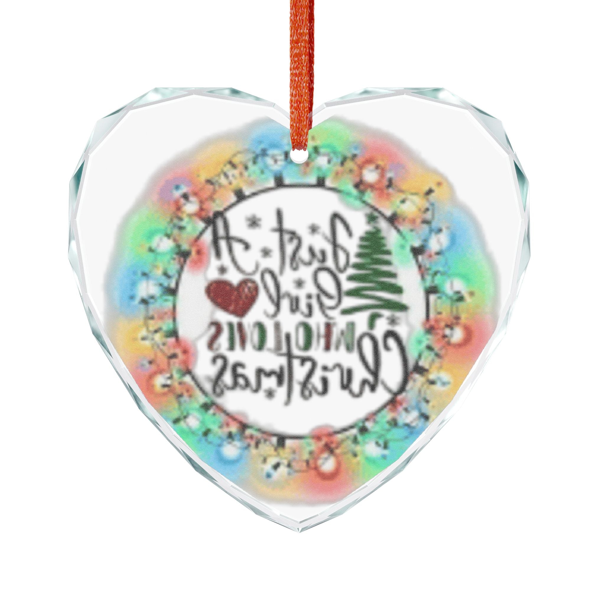 Crystal Glass Ornament - "Just a Girl Who Loves Christmas" Heart Holiday Decoration