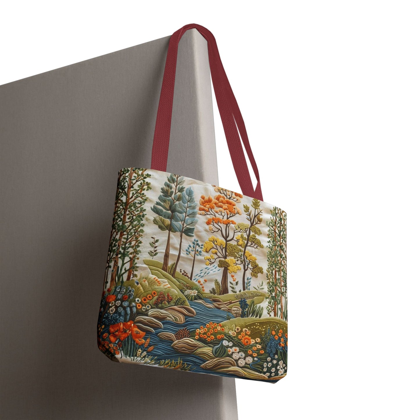 Scenic Meadow Tote Crochet-Decorated Tote Bags