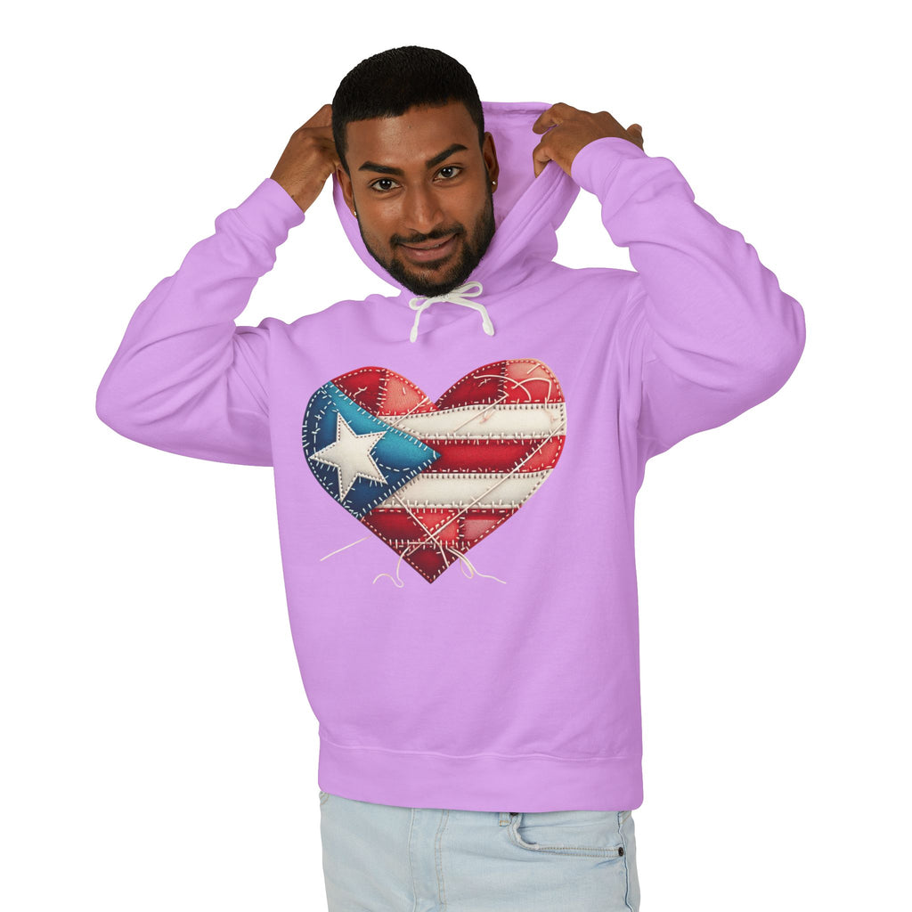 Puerto Rico Heart Flag Hoodie  "Jíbaro" Back Graphic