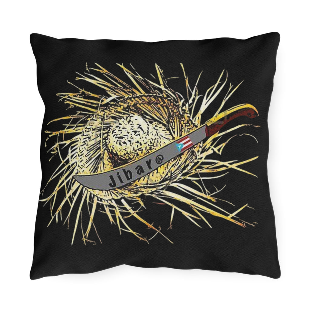 Puerto Rico Culture Pillow Outdoor Pillow – Rustic Straw Hat & Machete Design (Jibaro)
