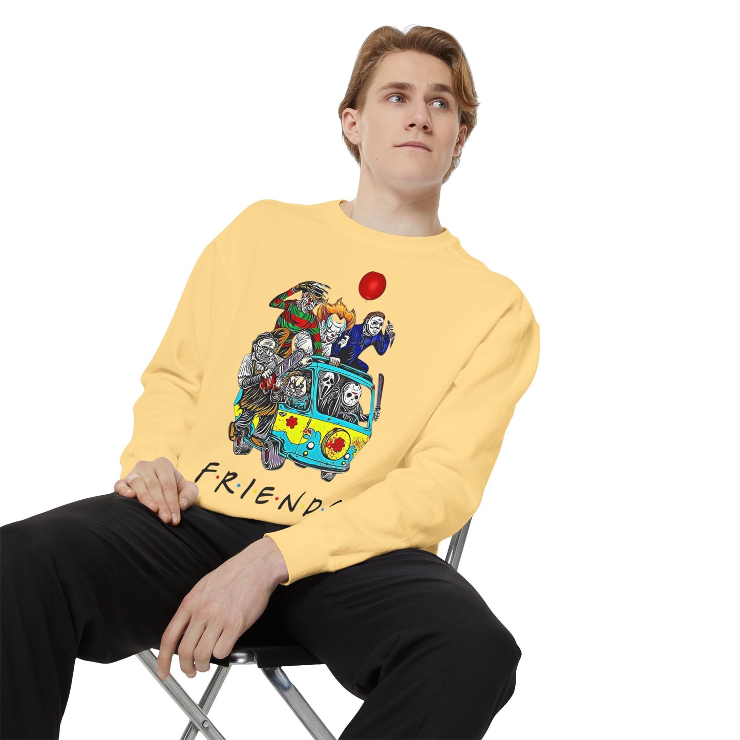 Friends-Inspired Unisex Garment-Dyed Sweatshirt, Cozy Casual Wear, Unique Graphic Sweatshirt, Perfect Gift, Everyday Style