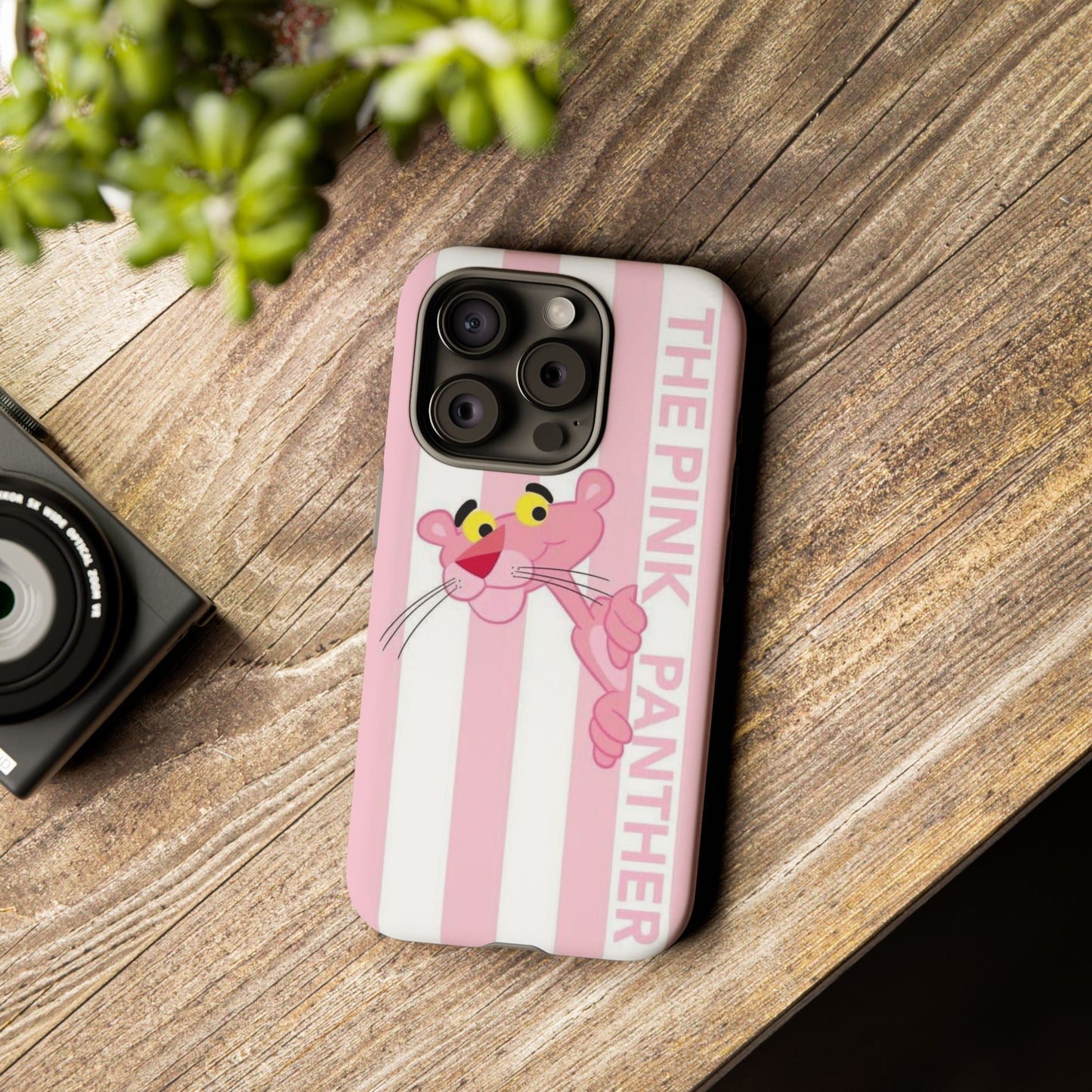 Pink Panther Tough Case Retro Striped Phone Case with "The Pink Panther" Design